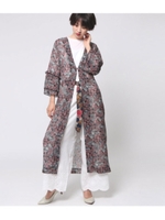 総柄ガウンカーデ/ブラック(027)