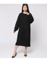 袖ボリュームニットOP/ブラック(027)