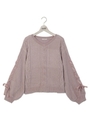 袖レースアップモールプルオーバー/ピンク