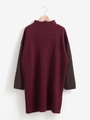袖配色ロゴ入りニットワンピース/レッド柄