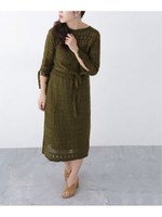 透かし編みニットワンピース/オリーブ