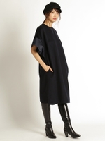 抜け衿ウールワンピース/NAVY