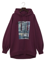 裏起毛グラフィックフーディー/ライトラベンダー