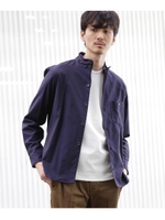 スタンドカラーツイルシャツ [ メンズ トップス シャツ ベーシック ブルゾン 羽織 スタンド 柄 無地 ]/ネイビー(093)