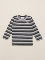 フライス表起毛マルチボーダー長袖/ブラック