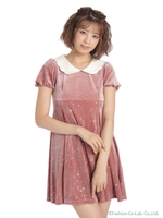 星柄ベロアワンピース/ピンク