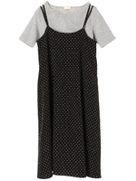 SET2点 キャミワンピース+リブプルオーバー/ドット