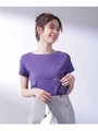 Anti Soaked RIBボートネックTシャツ/パープル