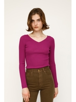 BACK OPEN V／N HG TOPS/PUR