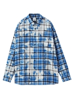 BLEACHED PLAID SHIRT/ブルー