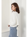 Back open ribbon sweat TOP-R/WHT
