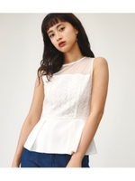 CIRCLE LACE PEPLUM TOPS/O/WHT1