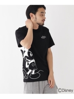 DISNEY ディズニー 「ミッキーマウス」/サイドプリント 半袖 Ｔシャツ/ブラック(019)