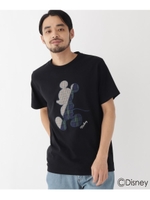 DISNEY ディズニー「ミッキーマウス」/チェック 刺繍 半袖 Ｔシャツ/ブラック(019)