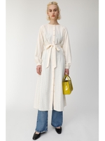 EYELET NOCOLLAR LONG SHIRT/O/WHT1