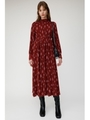 FLORAL PLEATS ドレス/RED