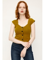 FRONT BUTTON KNIT TOPS/D/YEL3