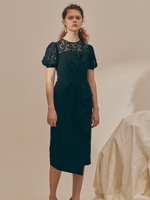 LADYデコルテレースラッフルドレス/NVY