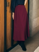 Lanamisto セミフレアーミモレ丈スカート/レッド