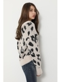 Leopard Shaggy Knit CD/L/GRY1