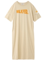 OPEN SLEEVE LOGO DRESS/ベージュ