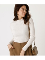 RANDOM RIB H／N TOPS/O/WHT1