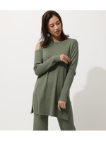 SHOULDER OPEN TUNIC KNIT TOPS/L/KHA1