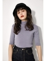 SPRING HALF SLEEVE KNIT TOPS/L/PUR1