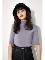 SPRING HALF SLEEVE KNIT TOPS/L/PUR1