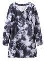 TIE DYE PIPING DRESS/ブラック