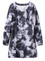 TIE DYE PIPING DRESS/ブラック