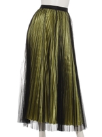 TULLE LAYERED PLEATS SKIRT/YELLOW