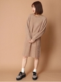 Uネック片畦ワンピース/ベージュ