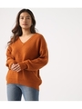V NECK LOOSE KNIT TOPS/CAM