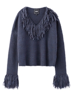 VOLUME TRIM KNIT TOP/ブルー