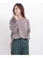WEB限定/裏起毛ワッフルワイドトップス/ベージュ(040)