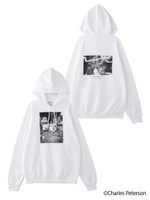 X-girl × Charles Peterson PHOTO SWEAT HOODIE/ホワイト