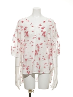 [GREED]PEONY JACQUARD Vネック ビッグブラウス/WHITE