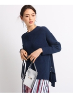 [L]【ハンドウォッシュ】コットンベルト前後差ニット/ネイビー(693)