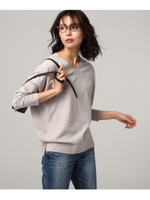 [L]【洗える】スプリングレーヨンストレッチ前後差Vニット/ライトグレー(011)