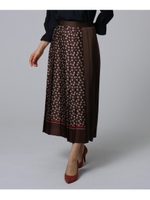 [L]スカーフプリントプリーツスカート/ダークブラウン(643)