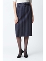 [ウォッシャブル]ストライプペンシルスカート/ネイビー1(121)