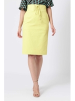 [ウォッシャブル]ハトメレースアップタイトスカート/イエロー(060)