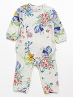 [ベビー]ブリリアントチューリッププリント長袖カバーオール/ライトグレ-