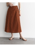 [洗える]ジャカードロングスカート/ブラウン(042)