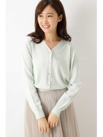 [洗える]スプリングハイゲージニットカーデ/ライトグリーン(130)