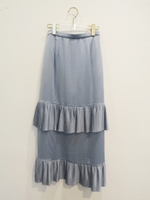 pleats tiered skirt/bluegray