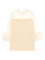 rib tulle ribbon tops/ホワイト