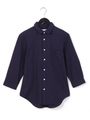 ・カラミ織リ2ウェイカラーシャツ/ネイビー