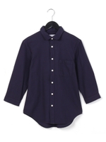 ・カラミ織リ2ウェイカラーシャツ/ネイビー